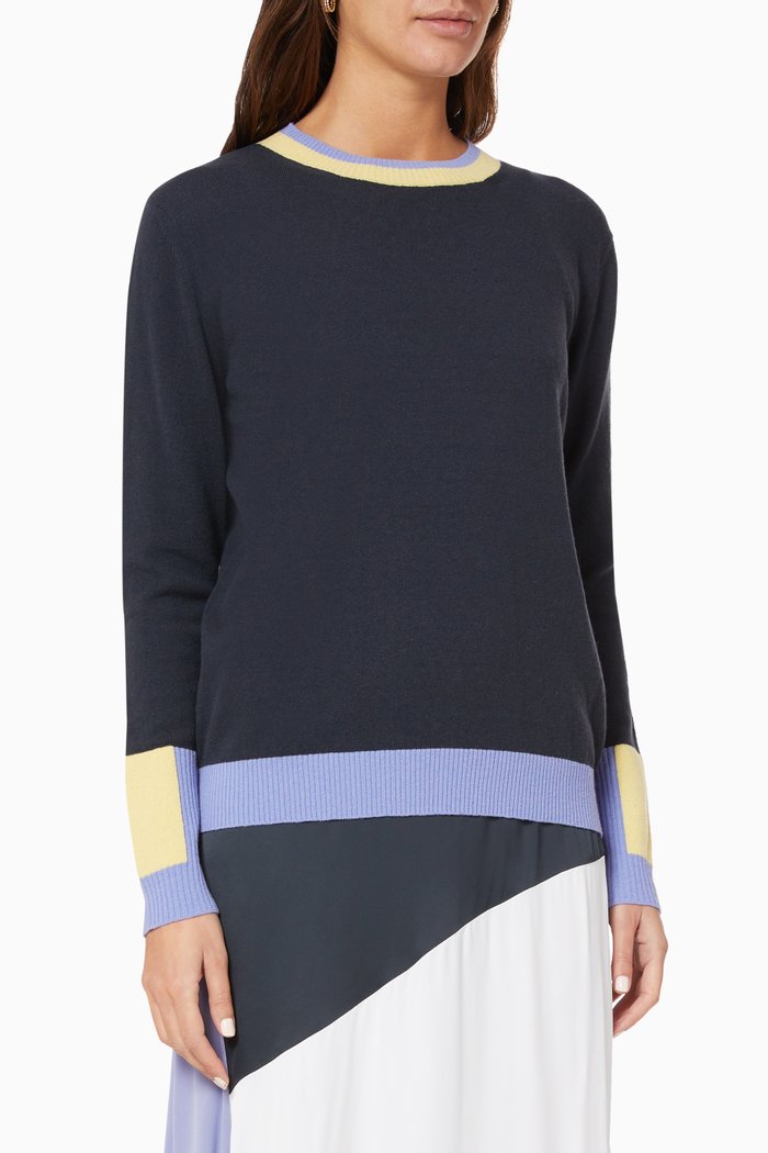 Dimora Colourblock Wool Blend Jumper, Blue
