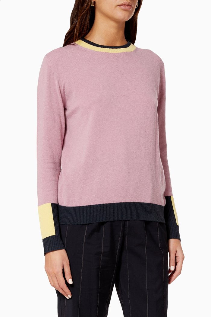 

Dimora Colourblock Wool Blend Jumper, Pink