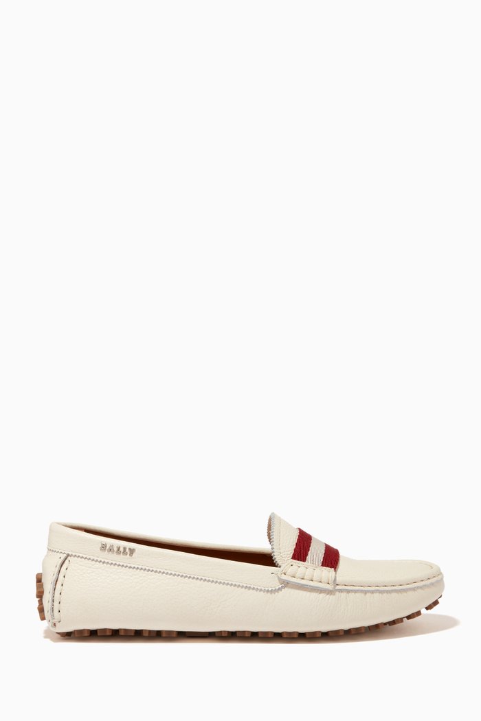 

Ladyes Driver Shoes in Grained Leather, Neutral