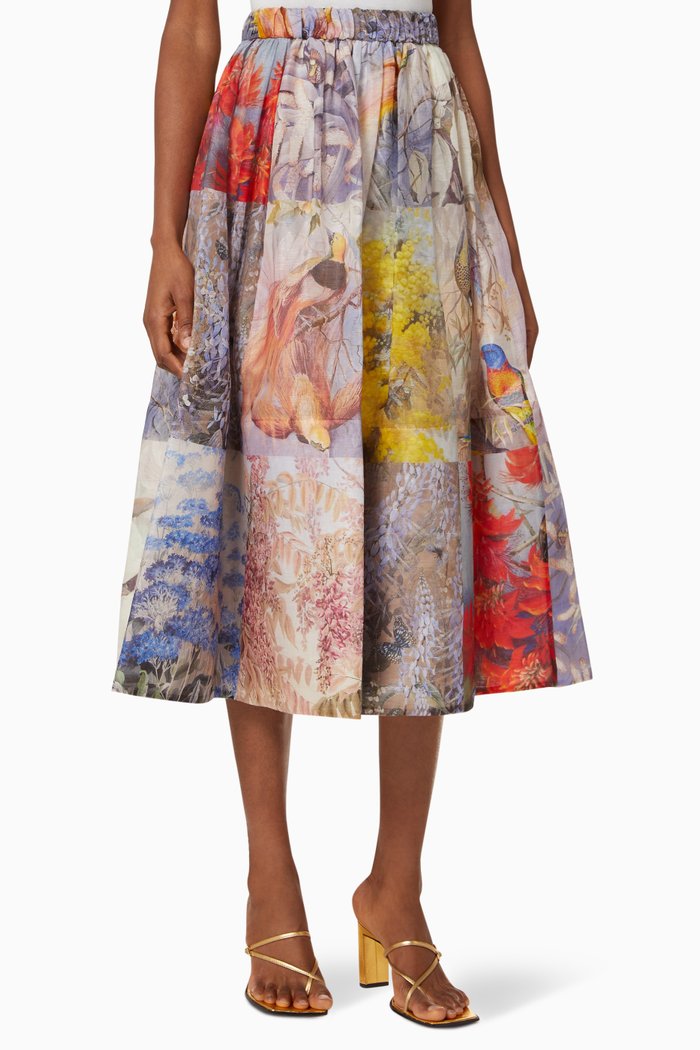 

Botanica Midi Skirt in Linen, Multicolour