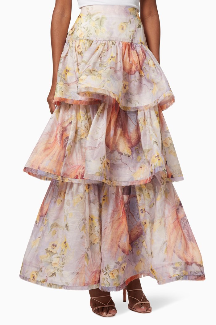 Botanica Frayed Edge Skirt, Multicolour