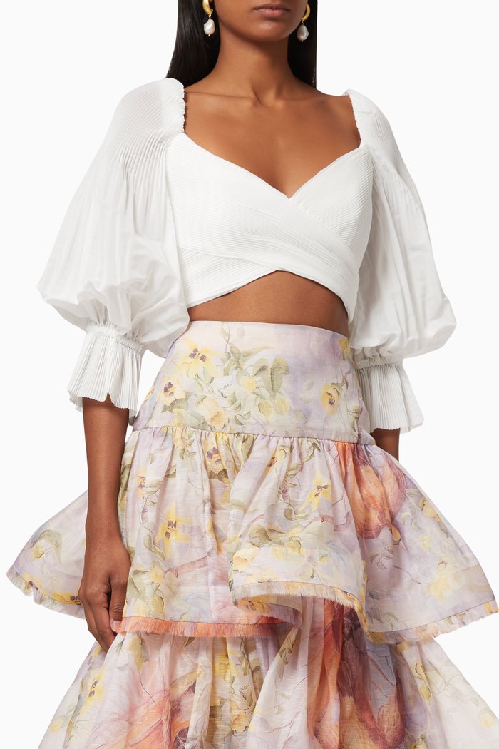 

Pleated Cropped Bodice, White