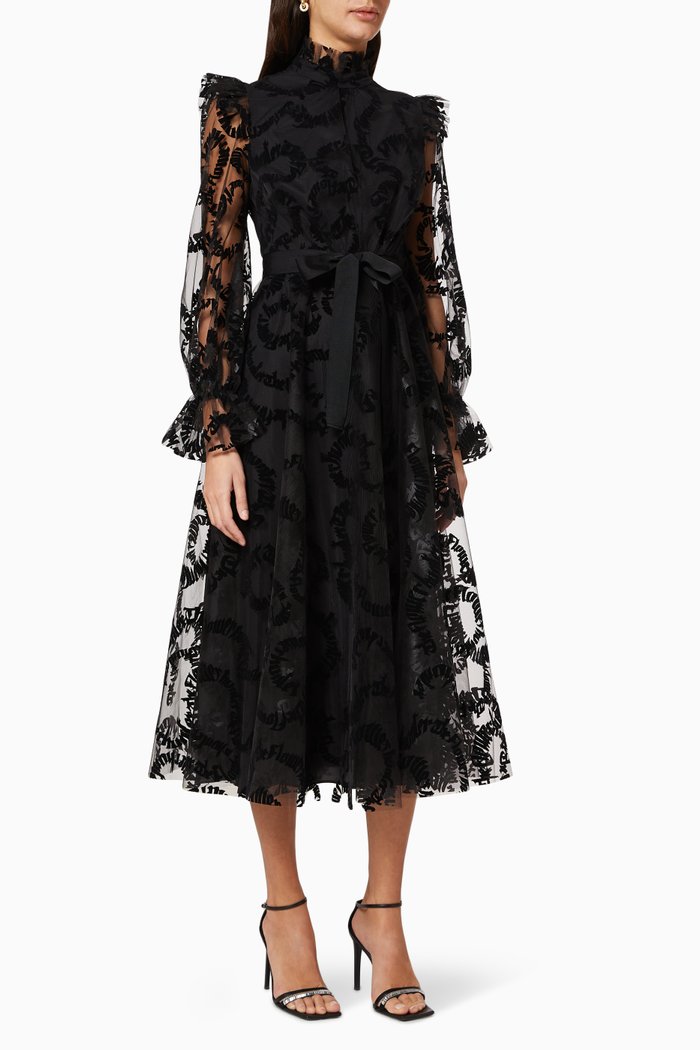 

Mesh Midi Dress, Black