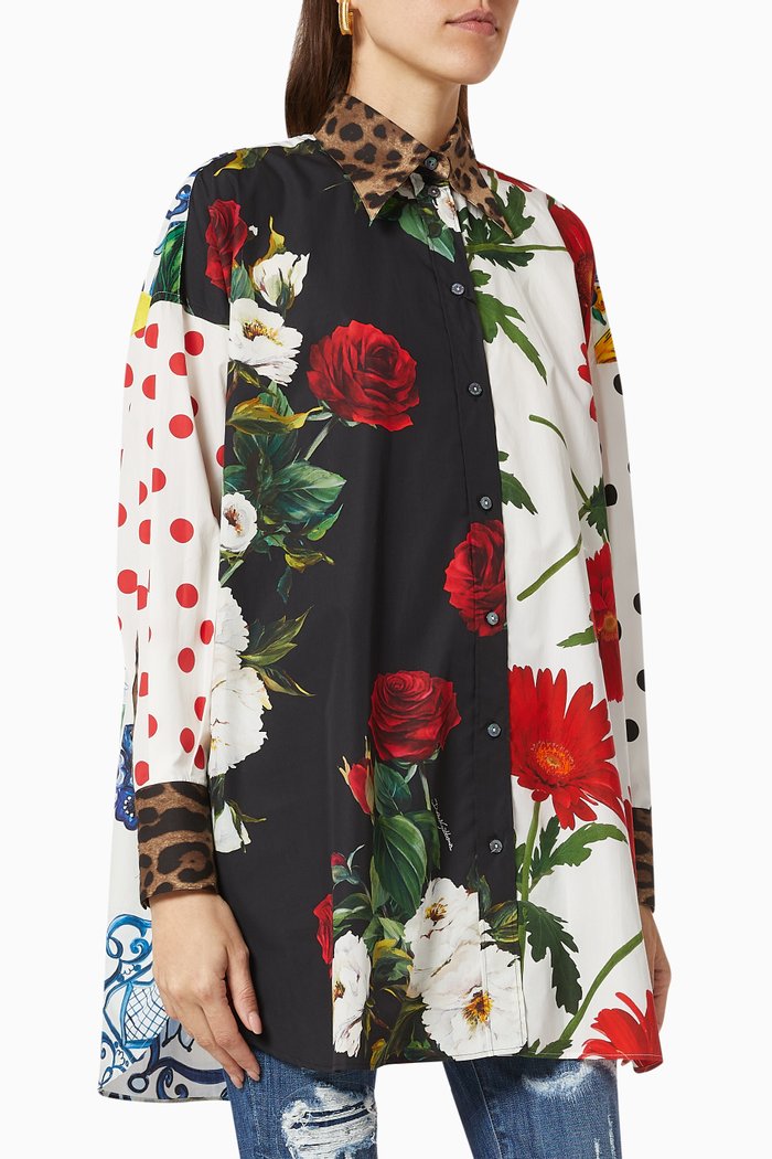 

Shirt in Patchwork Cotton Poplin, Multicolour