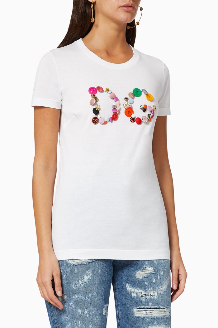 

DG Button Cotton T-shirt, White