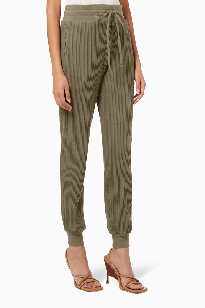 Vital Rib Knit Joggers in Cotton, Brown