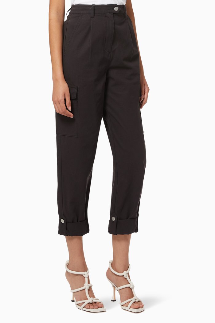 

Military Cuffed Cargo Pants in Twill, Black
