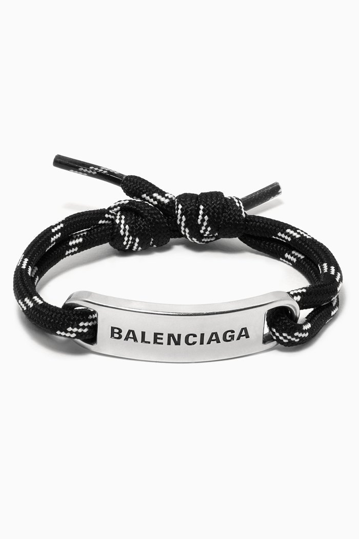 

Plate Bracelet in Polyester-Cotton & Brass, Black