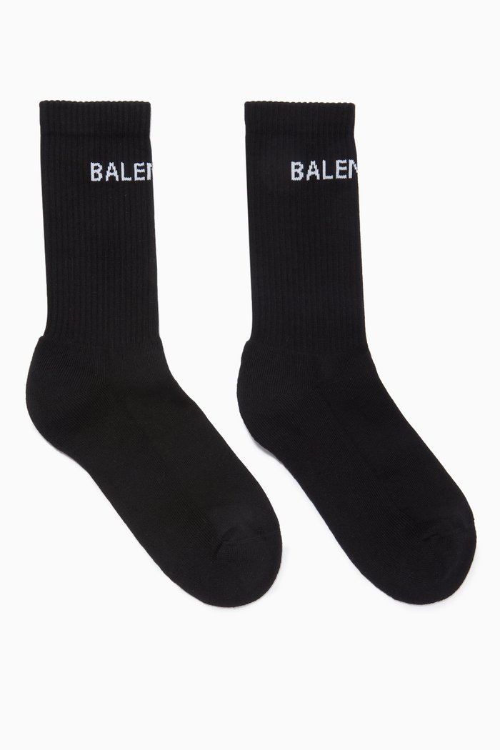 

Logo Tennis Socks in Sponge Knit, Black