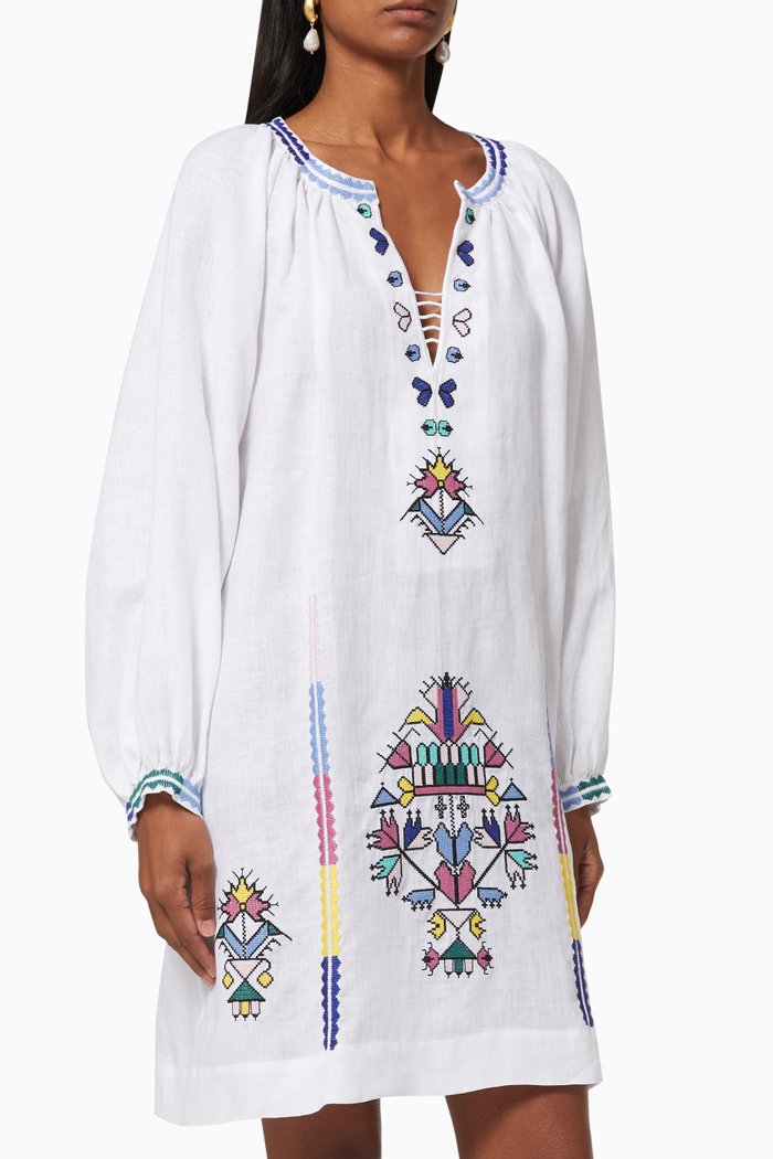 

Kalymnos Embroidered Kaftan, White