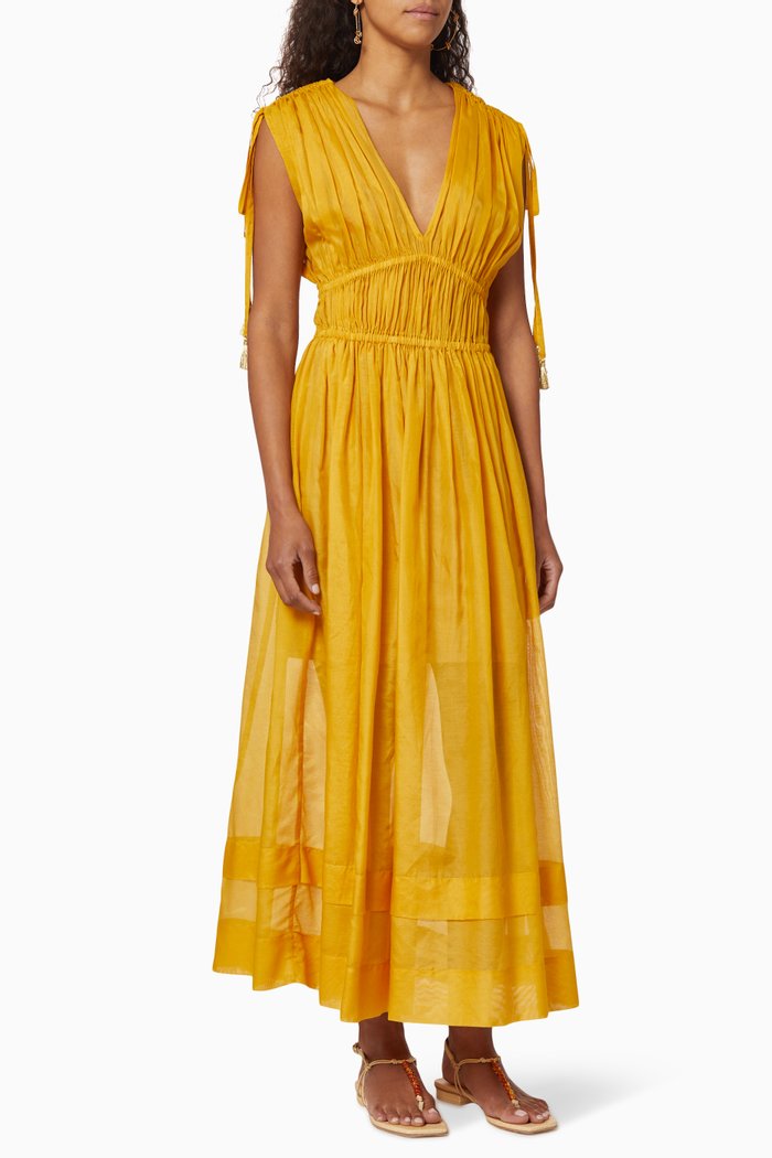 

Myrsini Ruched Dress, Yellow
