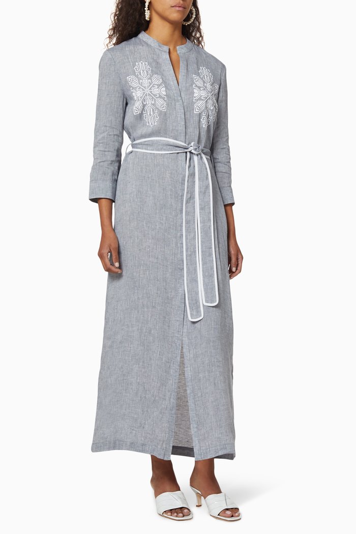 

Dareia Embroidered Shirt Dress, Grey