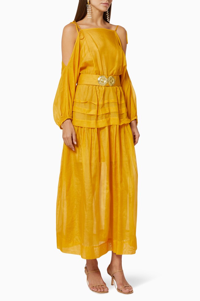 

Ploes Tiered Long Dress, Yellow
