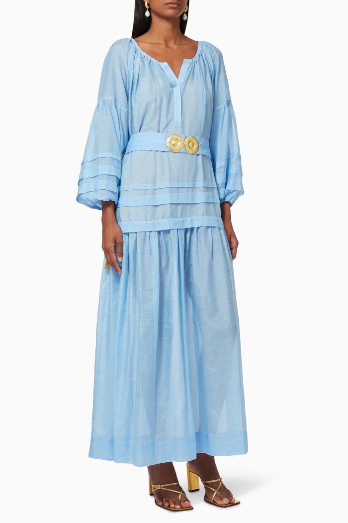 Mykonos Belted Dress, Blue