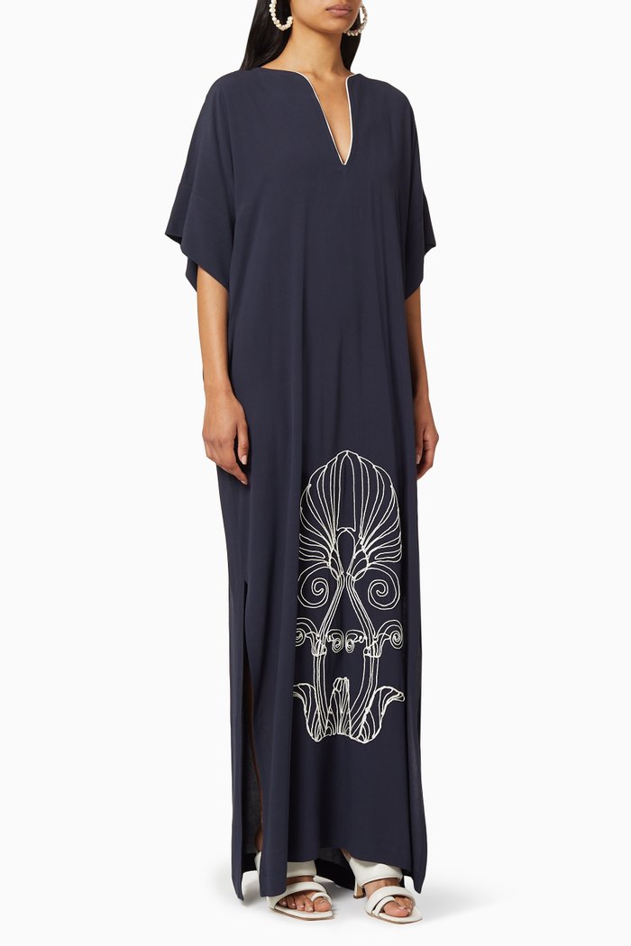 

Anthemio Hand Embroidered Maxi Kaftan, Blue