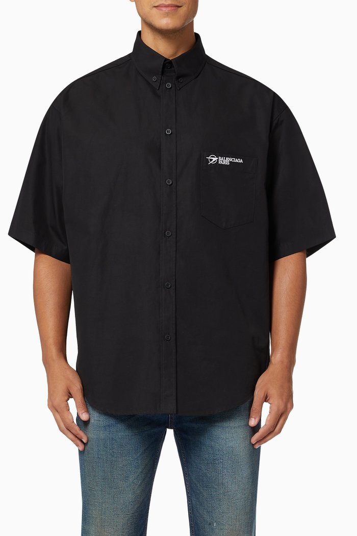 

Corporate Large Fit Shirt in Cotton Poplin, Black