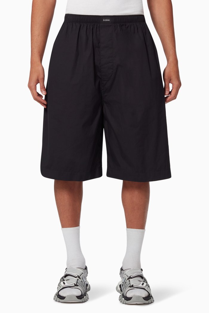 

Pajama Shorts in Viscose Twill, Black