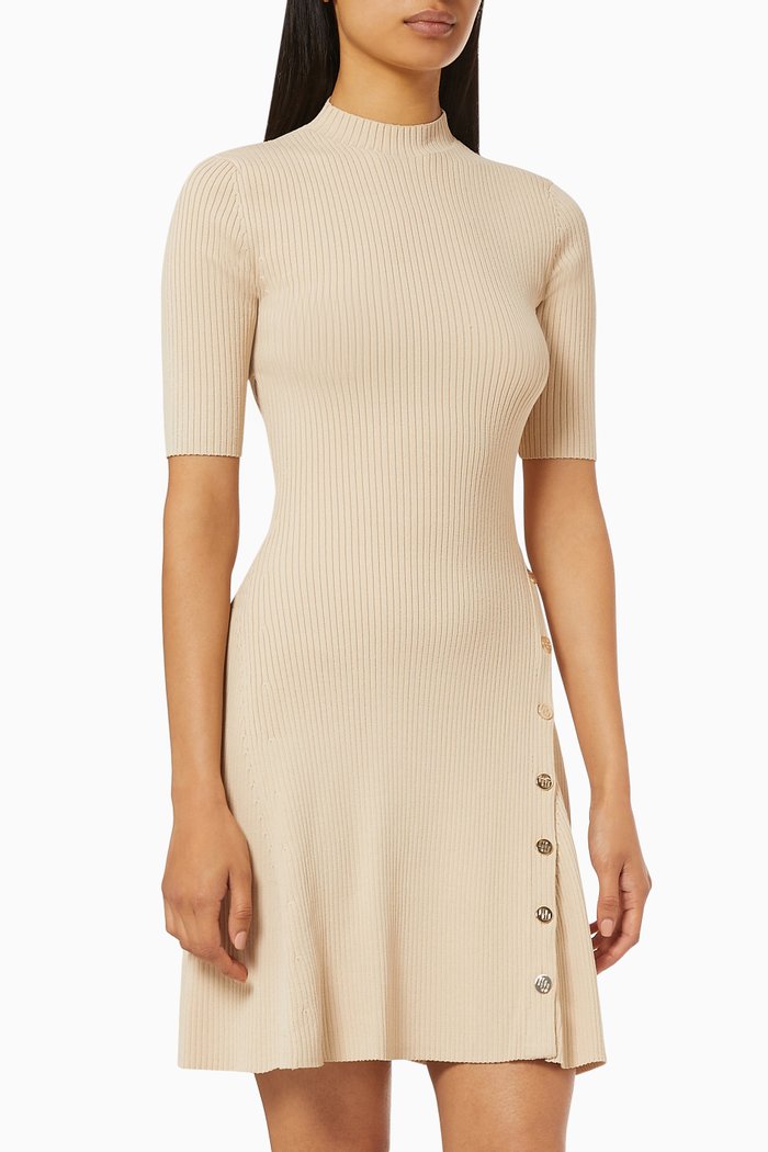 

Figure-Hugging Dress in Stretch Knit, Neutral