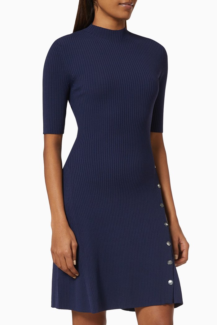 

Figure-Hugging Dress in Stretch Knit, Blue