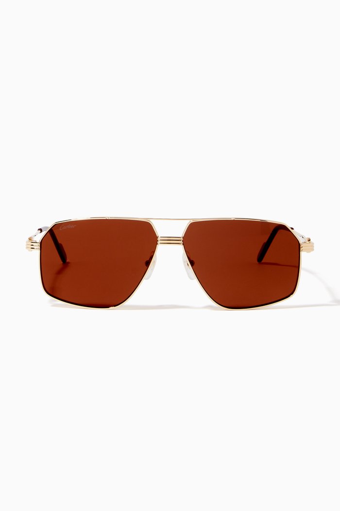 D-frame Sunglasses in Metal, Gold