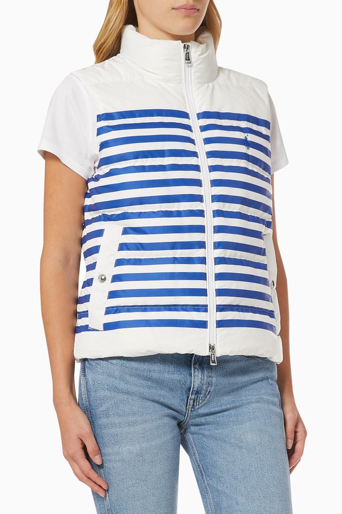 Belmont Striped Down-filled Vest, Blue