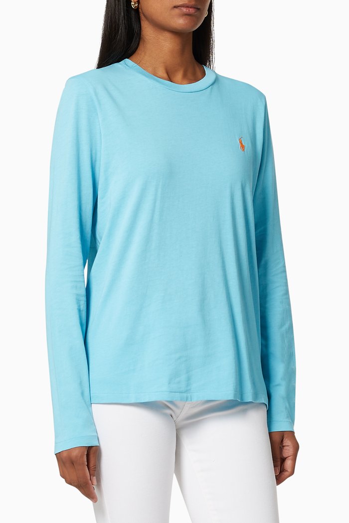 

Cotton Long Sleeve T-Shirt, Blue