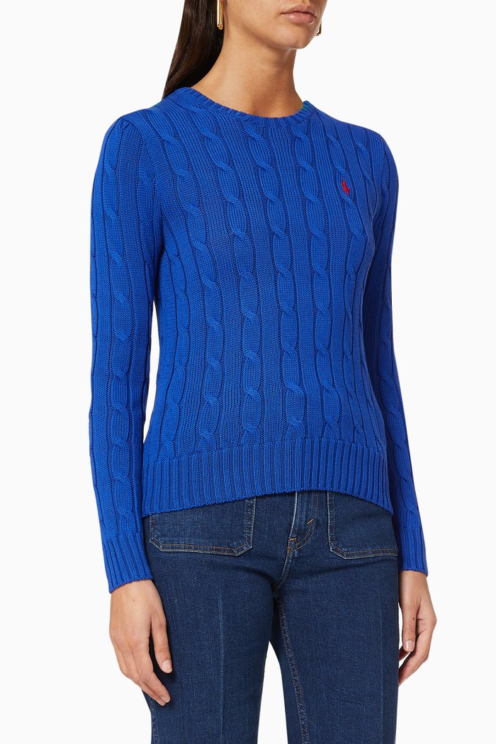 

Cable-Knit Cotton Jumper, Blue