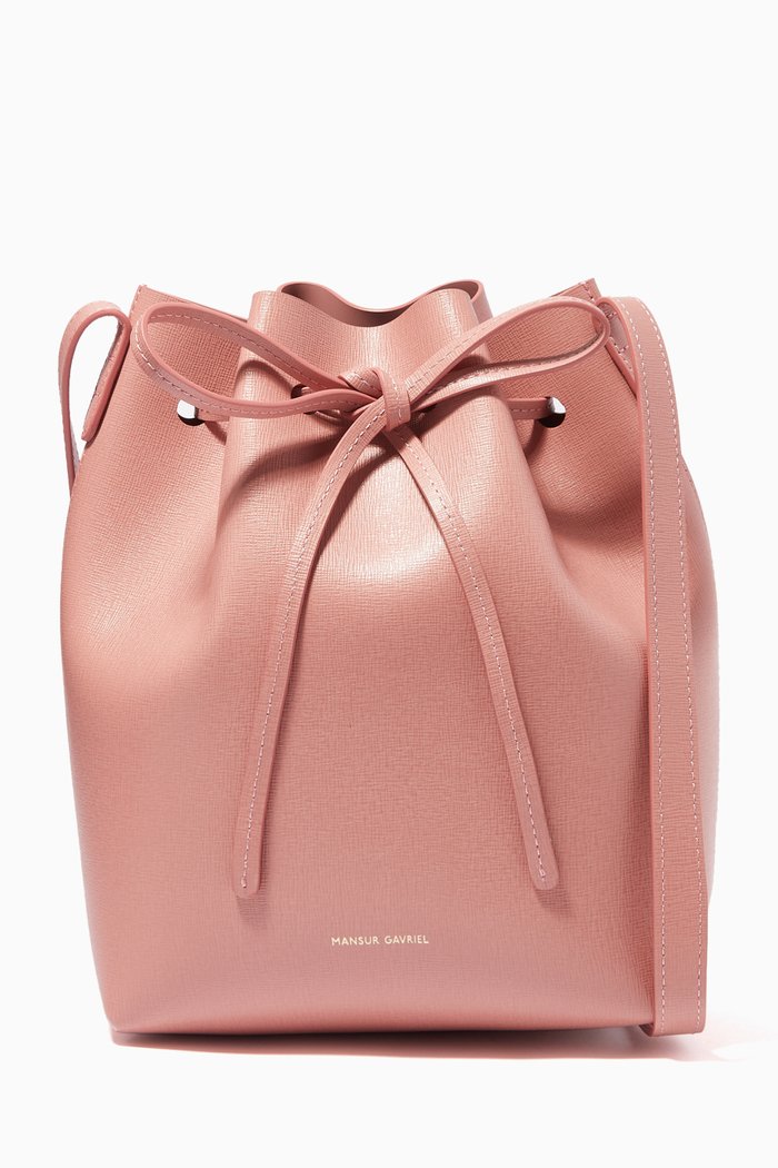 

Mini Bucket Bag in Calf Leather, Pink