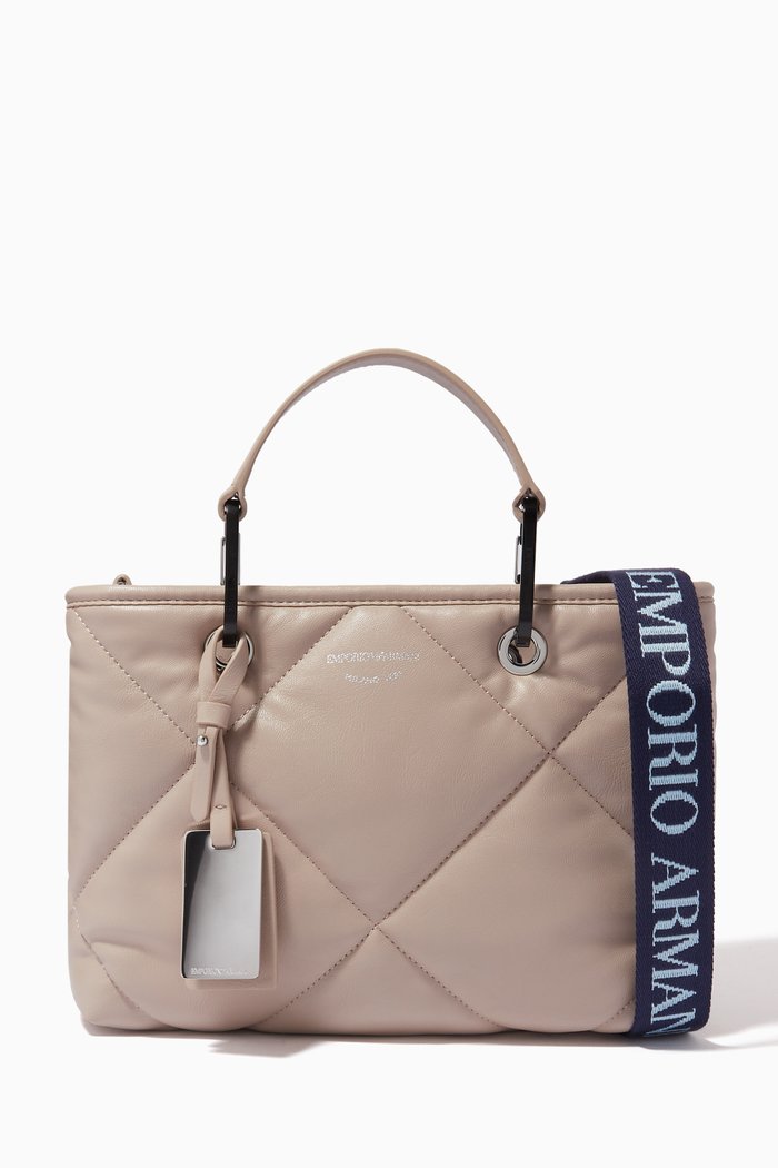 

My EA Medium Tote Bag in Quilted Leather, Neutral