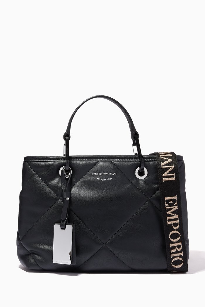 

My EA Medium Tote Bag in Quilted Leather, Black