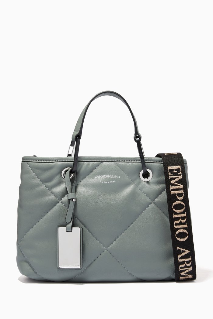 

My EA Medium Tote Bag in Quilted Leather, Grey
