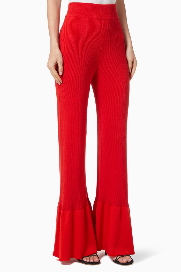 

Flared Leg Trousers in Sustainable Viscose, Red