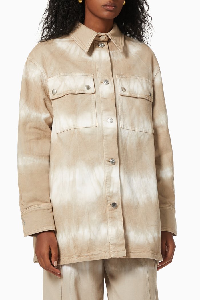 Bamboo Safari Tie Dye Shirt in Organic Cotton Denim, Neutral