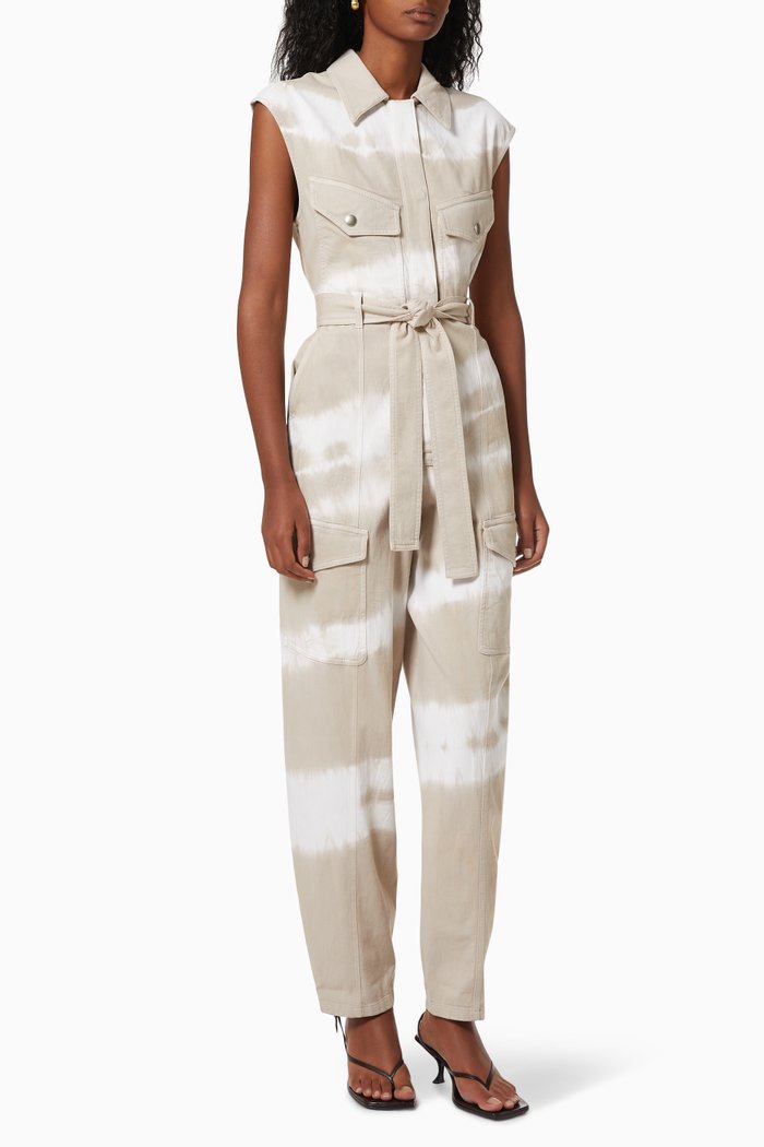 Bamboo Safari Tie Dye Aio Jumpsuit in Organic Cotton Denim, Neutral