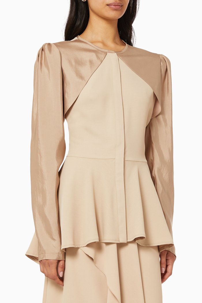 

Tonal Peplum Blouse, Neutral