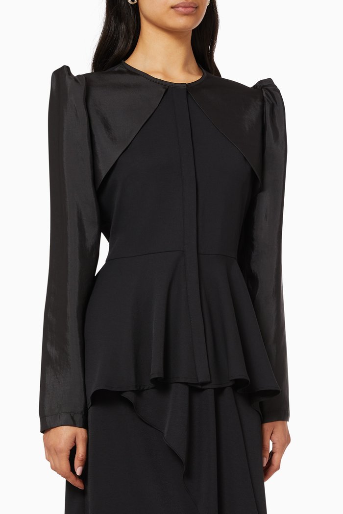 

Tonal Peplum Blouse, Black