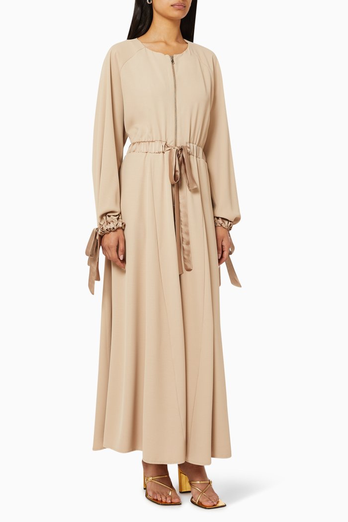 

Drawstring Zipper Dress, Neutral