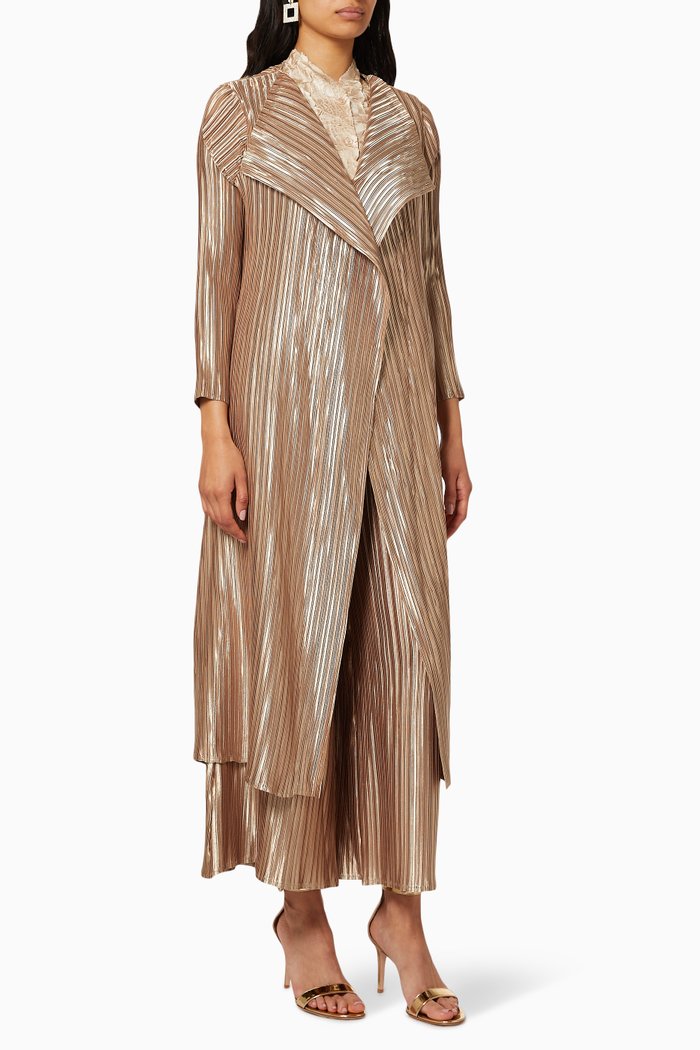 

Camille Pleated Overlay & Pants Set, Gold