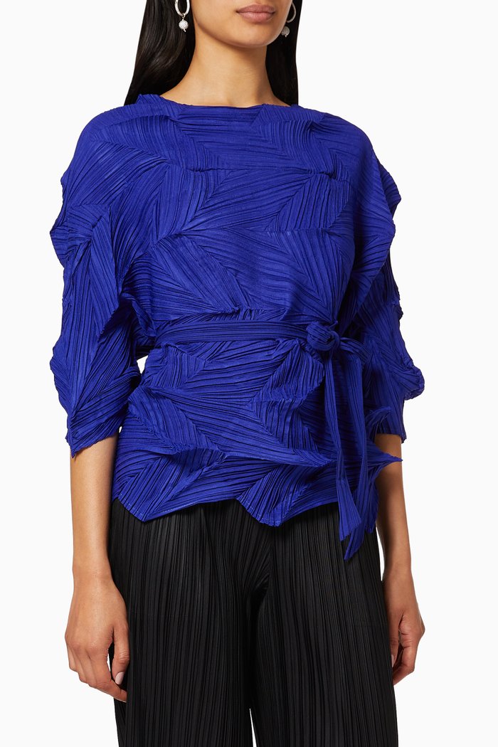 

Structured Pleated Top, Blue
