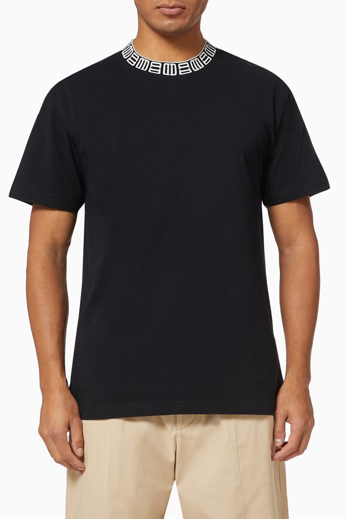Monogram Collar T-shirt in Cotton, Black