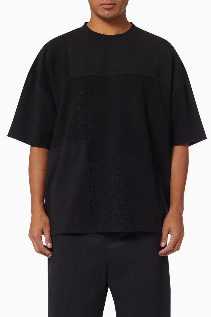 

Oversized Patchwork T-shirt in Cotton, Black