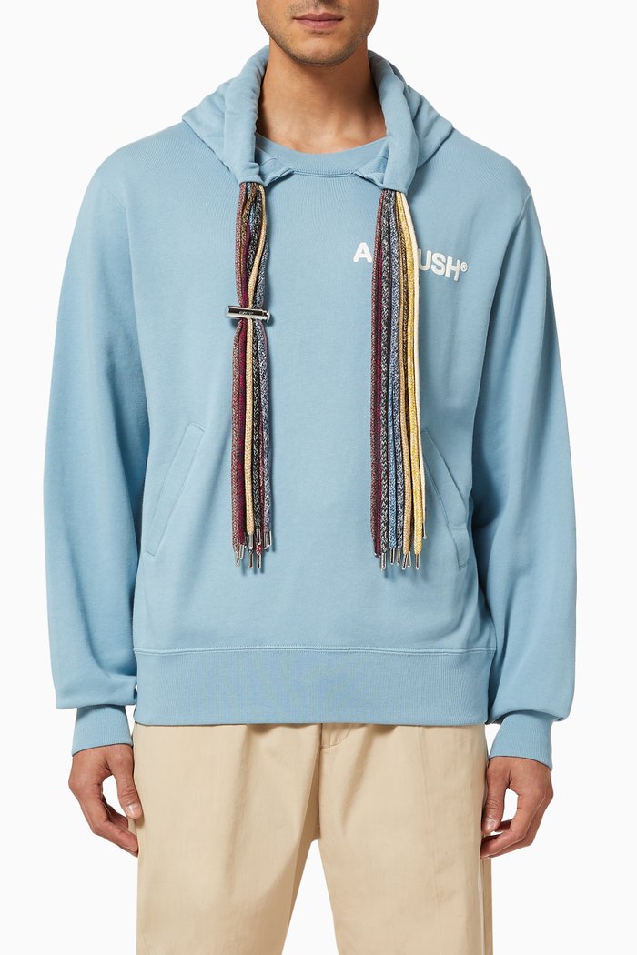 

Multi-cord Hoodie in Cotton Jersey, Blue