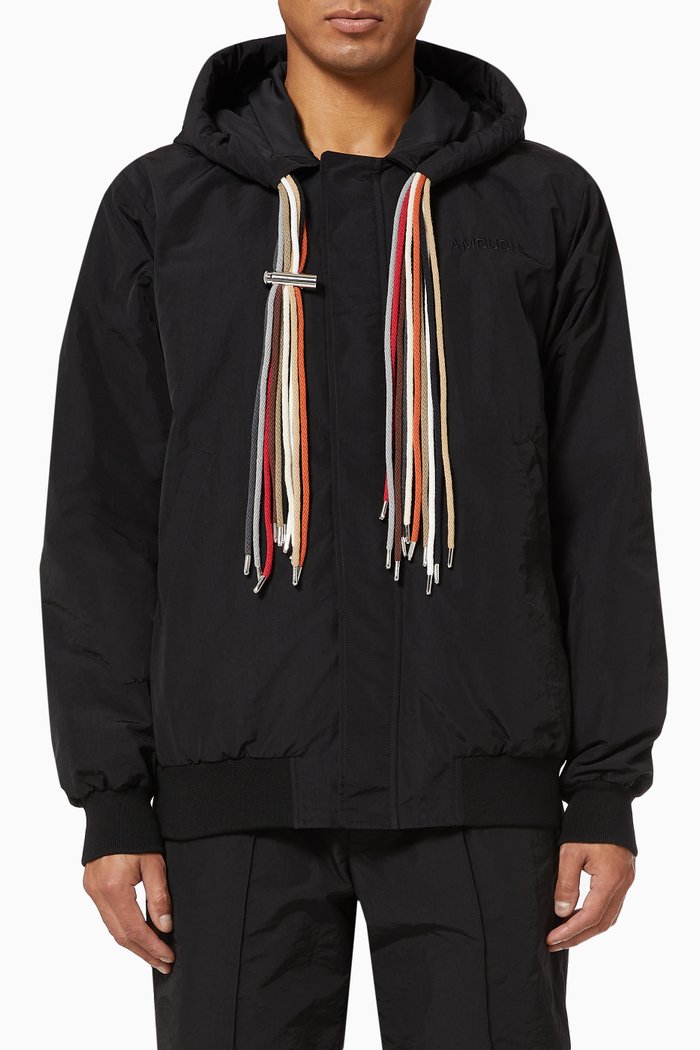 

Multicord Hoodie Jacket in Nylon, Black