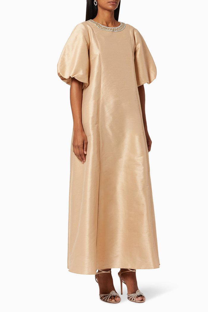 Crystal Embellished Kaftan, Neutral