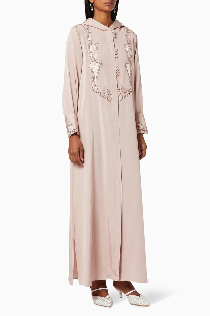 

Embroidered Hooded Kaftan, Pink