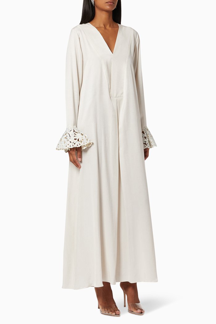 

Embellished Lace Dress, Neutral
