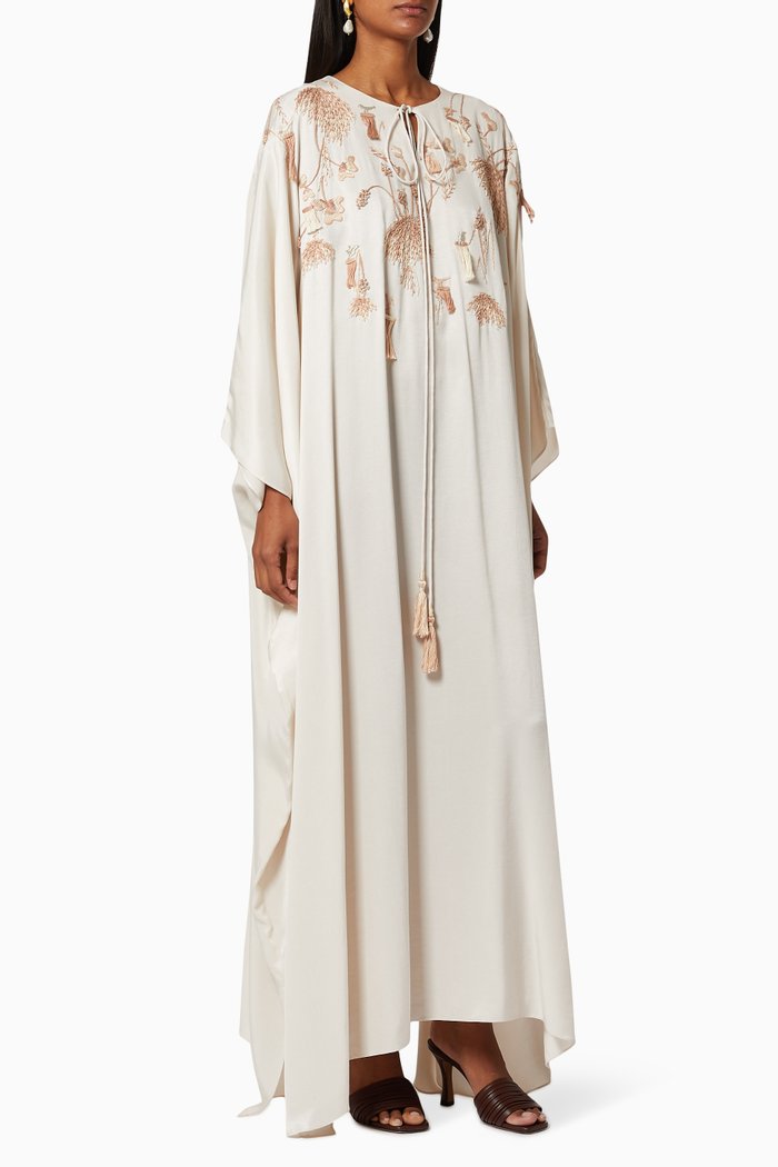 

Asymmetric Embroidered Kaftan, Neutral