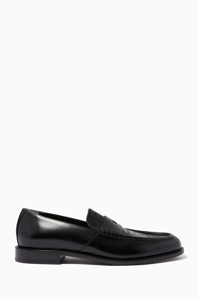 Loafers in FF Engraved Leather, Black