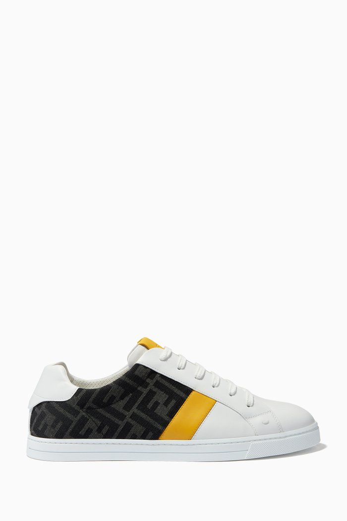 

FF Motif Sneakers in Leather, White