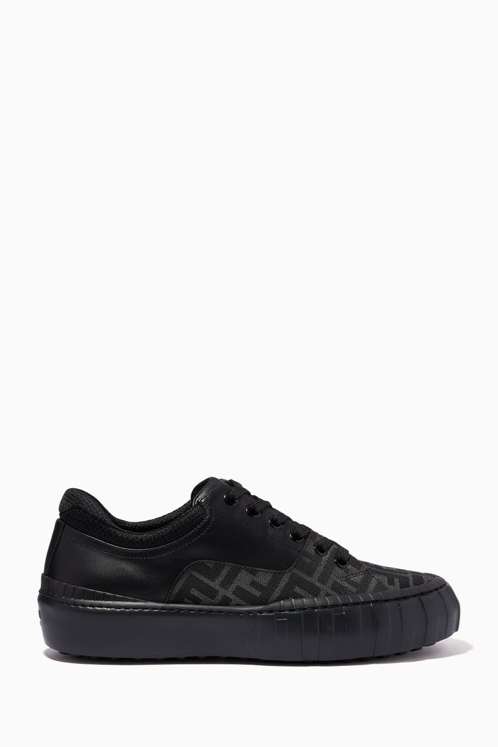 

Force Sneakers in Leather & FF Jacquard, Black